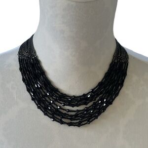 White House Black Market Multi-Strand Black Beaded Statement Necklace